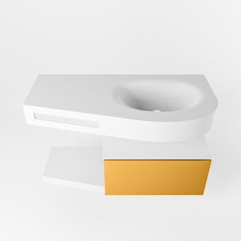 Frei hängende Waschtisch mit handtuchhalter gelb 100 cm becken Weiß matt RIVA 10098