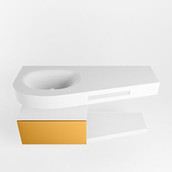 Frei hängende Waschtisch mit handtuchhalter gelb 120 cm becken Weiß matt RIVA 10101