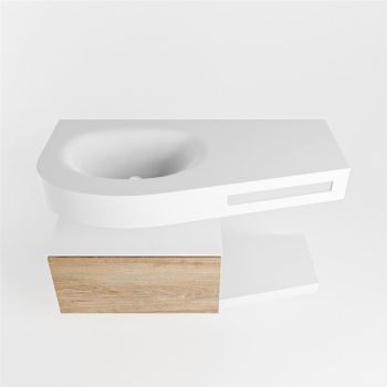 Frei hängende Waschtisch mit handtuchhalter washed oak 100 cm becken Weiß matt RIVA 10123