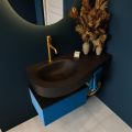 Frei hängende Waschtisch mit handtuchhalter blau 100 cm becken Schwarz matt RIVA 10267