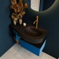 Frei hängende Waschtisch mit handtuchhalter blau 100 cm becken Schwarz matt RIVA 10268