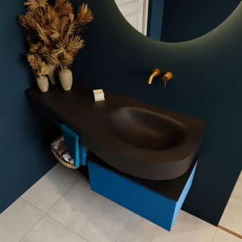Frei hängende Waschtisch mit handtuchhalter blau 120 cm becken Schwarz matt RIVA 10270