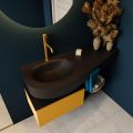 Frei hängende Waschtisch mit handtuchhalter gelb 120 cm becken Schwarz matt RIVA 10279