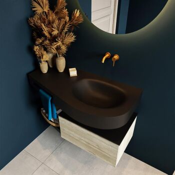 Frei hängende Waschtisch mit handtuchhalter light brown grey 100 cm becken Schwarz matt RIVA 10314