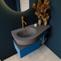 Frei hängende Waschtisch mit handtuchhalter blau 100 cm becken Dunkelgrau matt RIVA 10443