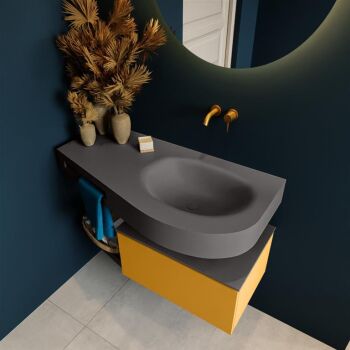 Frei hängende Waschtisch mit handtuchhalter gelb 100 cm becken Dunkelgrau matt RIVA 10450