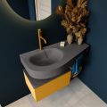 Frei hängende Waschtisch mit handtuchhalter gelb 100 cm becken Dunkelgrau matt RIVA 10451