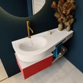 Frei hängende Waschtisch mit handtuchhalter rot 120 cm becken Leinen matt RIVA 10615