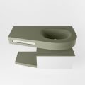 Frei hängende Waschtisch mit handtuchhalter weiß 100 cm becken Army Grün matt RIVA 10706