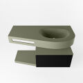 Frei hängende Waschtisch mit handtuchhalter schwarz 100 cm becken Army Grün matt RIVA 10716