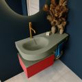 Frei hängende Waschtisch mit handtuchhalter rot 100 cm becken Army Grün matt RIVA 10787