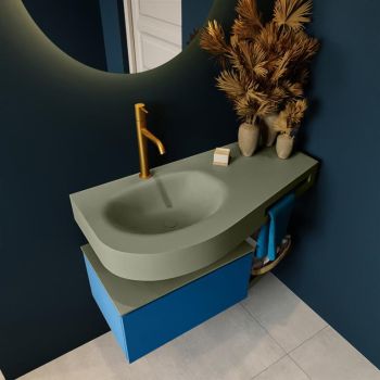 Frei hängende Waschtisch mit handtuchhalter blau 100 cm becken Army Grün matt RIVA 10795