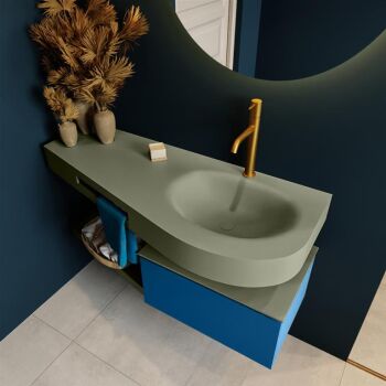 Frei hängende Waschtisch mit handtuchhalter blau 120 cm becken Army Grün matt RIVA 10800
