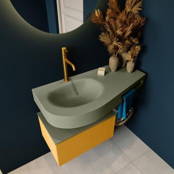 Frei hängende Waschtisch mit handtuchhalter gelb 100 cm becken Army Grün matt RIVA 10803