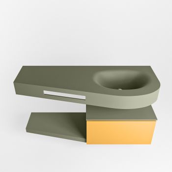 Frei hängende Waschtisch mit handtuchhalter gelb 120 cm becken Army Grün matt RIVA 10808