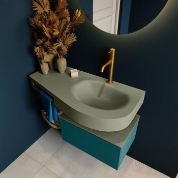 Frei hängende Waschtisch mit handtuchhalter ozeanblau 100 cm becken Army Grün matt RIVA 10812