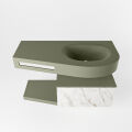 Frei hängende Waschtisch mit handtuchhalter carrara 100 cm becken Army Grün matt RIVA 10876