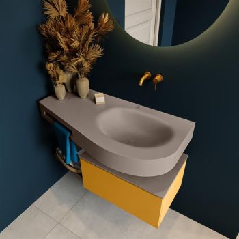 Frei hängende Waschtisch mit handtuchhalter gelb 100 cm becken Taupe matt RIVA 10978