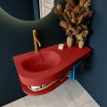 Frei hängende Waschtisch mit handtuchhalter rot 100 cm becken Rot matt RIVA D10083