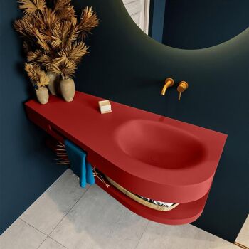 Frei hängende Waschtisch mit handtuchhalter rot 120 cm becken Rot matt RIVA D10086