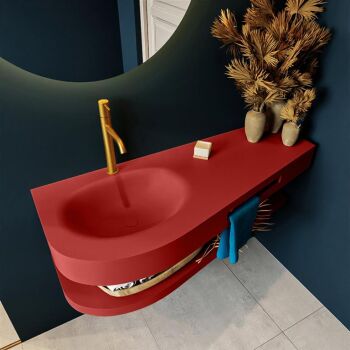 Frei hängende Waschtisch mit handtuchhalter rot 120 cm becken Rot matt RIVA D10087
