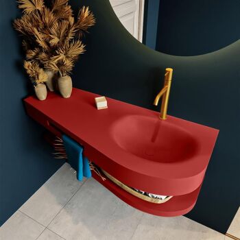 Frei hängende Waschtisch mit handtuchhalter rot 120 cm becken Rot matt RIVA D10088