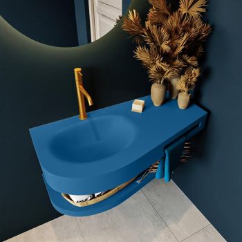 Frei hängende Waschtisch mit handtuchhalter blau 100 cm becken Blau matt RIVA D10091