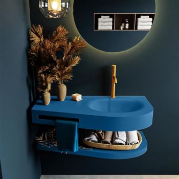 Frei hängende Waschtisch mit handtuchhalter blau 100 cm becken Blau matt RIVA D10092