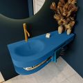 Frei hängende Waschtisch mit handtuchhalter blau 120 cm becken Blau matt RIVA D10095