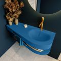 Frei hängende Waschtisch mit handtuchhalter blau 120 cm becken Blau matt RIVA D10096