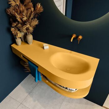 Frei hängende Waschtisch mit handtuchhalter gelb 120 cm becken Gelb matt RIVA D10102