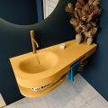 Frei hängende Waschtisch mit handtuchhalter gelb 120 cm becken Gelb matt RIVA D10103