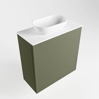 corian waschtisch 50 cm army grün fowy mit aufsatzbecken weiß FOWY59004armytalc