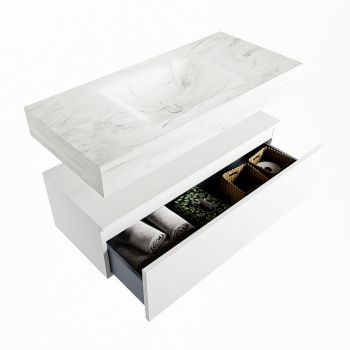 corian waschtisch set alan dlux 100 cm weiß marmor opalo ADX100Tal1lM1opa