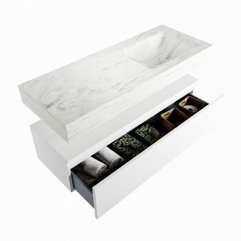corian waschtisch set alan dlux 120 cm weiß marmor opalo ADX120Tal1lR0opa