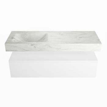 corian waschtisch set alan dlux 130 cm weiß marmor opalo ADX130Tal1ll1opa