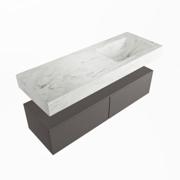 corian waschtisch set alan dlux 130 cm weiß marmor opalo ADX130Dar2lR1opa