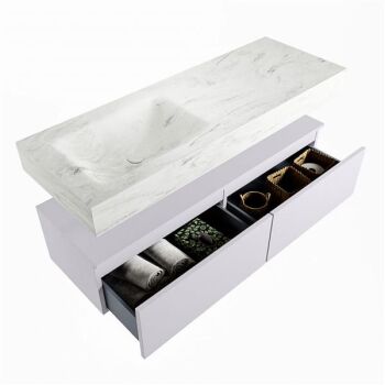 corian waschtisch set alan dlux 130 cm weiß marmor opalo ADX130cal2ll0opa