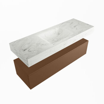 corian waschtisch set alan dlux 130 cm weiß marmor opalo ADX130Rus1lM1opa