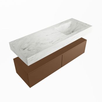 corian waschtisch set alan dlux 130 cm weiß marmor opalo ADX130Rus2lR0opa