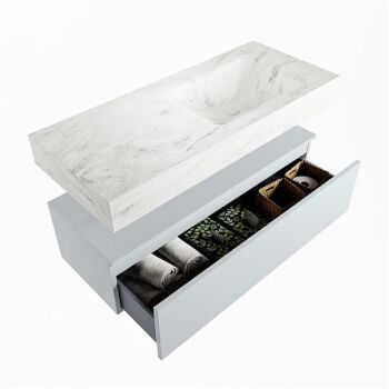 corian waschtisch set alan dlux 110 cm weiß marmor opalo ADX110cla1lR0opa
