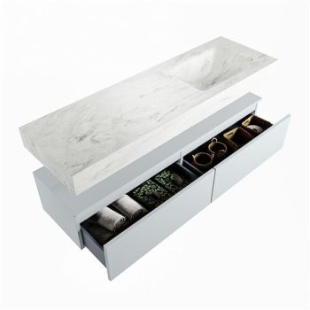 corian waschtisch set alan dlux 150 cm weiß marmor opalo ADX150cla2lR1opa