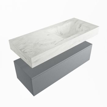 corian waschtisch set alan dlux 110 cm weiß marmor opalo ADX110Pla1lR0opa