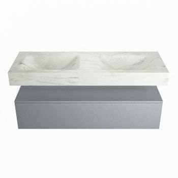 corian waschtisch set alan dlux 130 cm weiß marmor opalo ADX130Pla1lD2opa