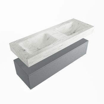 corian waschtisch set alan dlux 130 cm weiß marmor opalo ADX130Pla1lD2opa