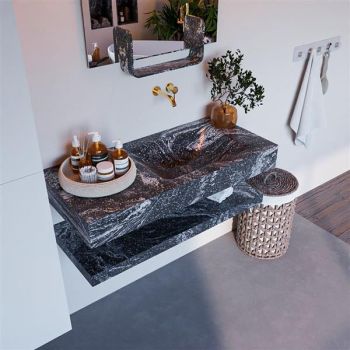 corian waschtisch set alan dlux 100 cm schwarz marmor lava ADX100lavPlR0lav