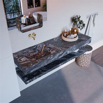 corian waschtisch set alan dlux 150 cm schwarz marmor lava ADX150lavPll0lav