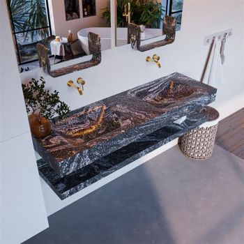 corian waschtisch set alan dlux 150 cm schwarz marmor lava ADX150lavPlD0lav