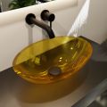aufsatzwaschbecken oval kunstharz zoi gold 50 cm