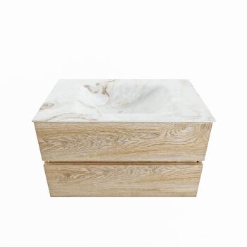corian waschtisch set vica dlux 80 cm marmor optik becken mittig Frappe VDX80Was2LM0Fra